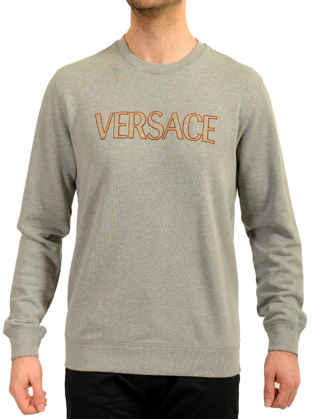 Versace Men's Logo Embroidery Crewneck Sweater Sweatshirt US XS IT 46